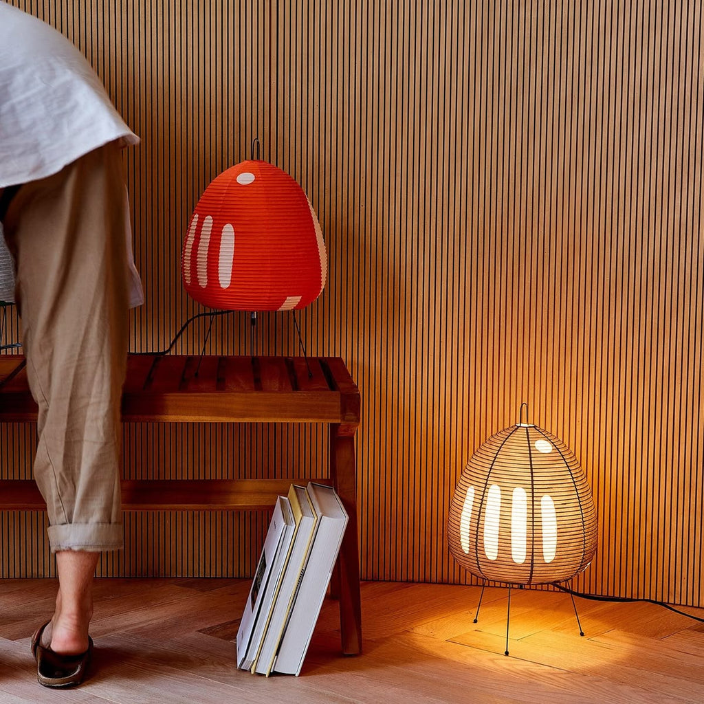 1AV++ Paper Lamp — Japanese-Style Tripod Table Lamp with Rice Paper Shade and 3-Colour Light for Bedside and Living Room