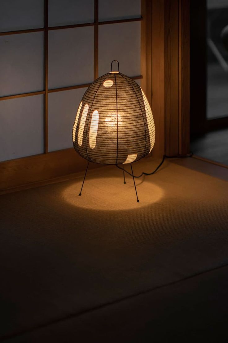 1AV++ Paper Lamp — Japanese-Style Tripod Table Lamp with Rice Paper Shade and 3-Colour Light for Bedside and Living Room