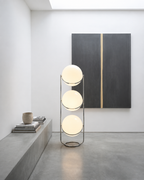 Monument Sphere Lamp — Frosted Opal Globe Chrome Table & Floor Lamp