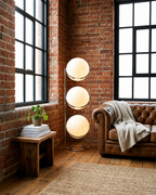 Monument Sphere Lamp — Frosted Opal Globe Chrome Table & Floor Lamp