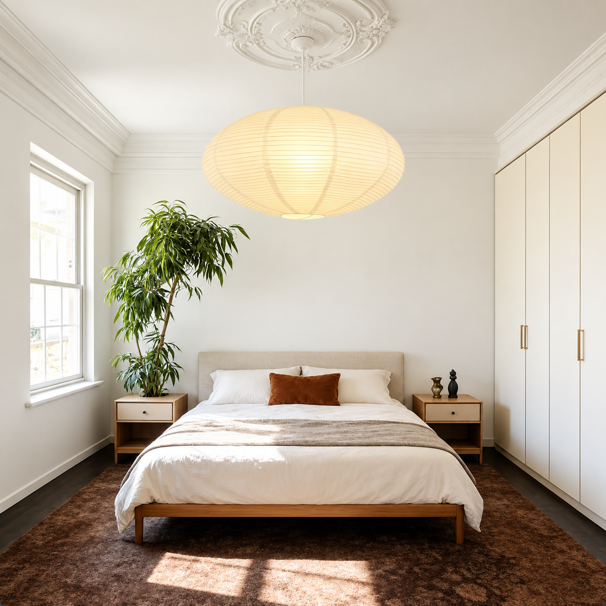 26A Paper Cloud — Japanese Paper Oval Lantern Shade for Ceiling and Pendant Lighting