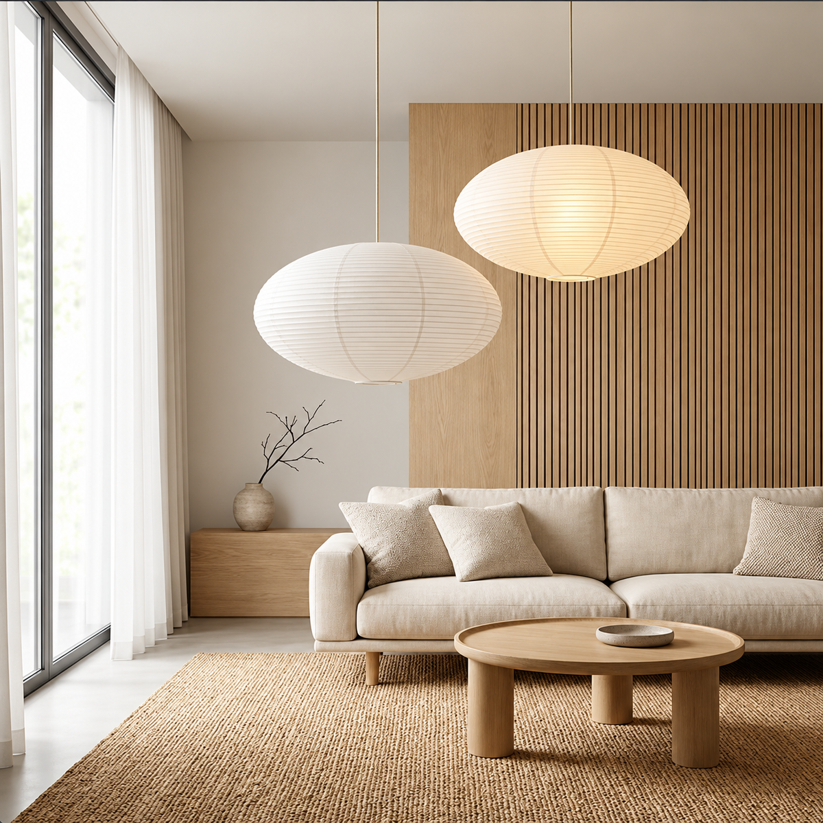 26A Paper Cloud — Japanese Paper Oval Lantern Shade for Ceiling and Pendant Lighting
