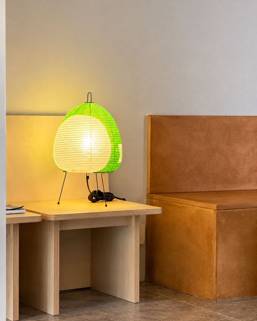 1AV++ Paper Lamp — Japanese-Style Tripod Table Lamp with Rice Paper Shade and 3-Colour Light for Bedside and Living Room
