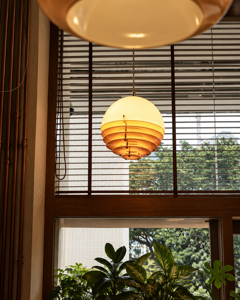 Sunset Ceiling Lamp — Bauhaus Dome Pendant Light for Dining Rooms, Entryways, and Warm Modern Interiors