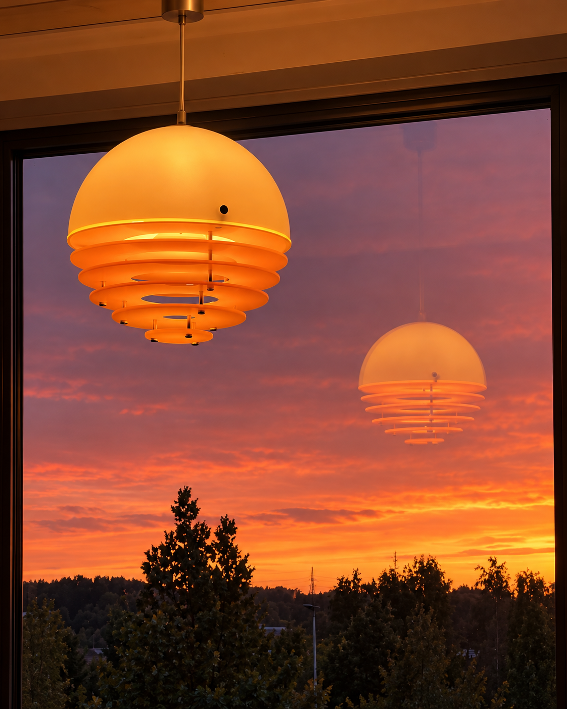 Sunset Ceiling Lamp — Bauhaus Dome Pendant Light for Dining Rooms, Entryways, and Warm Modern Interiors