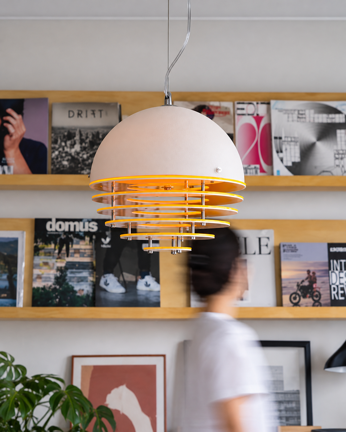 Sunset Ceiling Lamp — Bauhaus Dome Pendant Light for Dining Rooms, Entryways, and Warm Modern Interiors