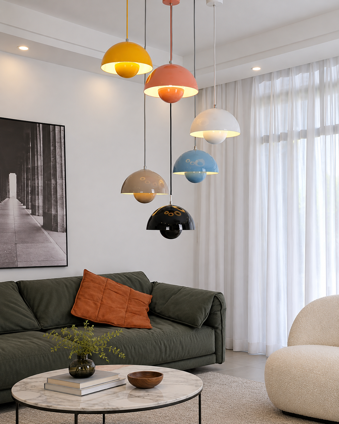 Vp1 Flowerpot Ceiling Lamp — Vp-Inspired Colorful Dome Pendant Light for Bedrooms, Studies, and Playful Modern Interiors