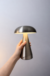 Metallic Mushroom Lamp — Rechargeable Touch Dimmable Table Lamp