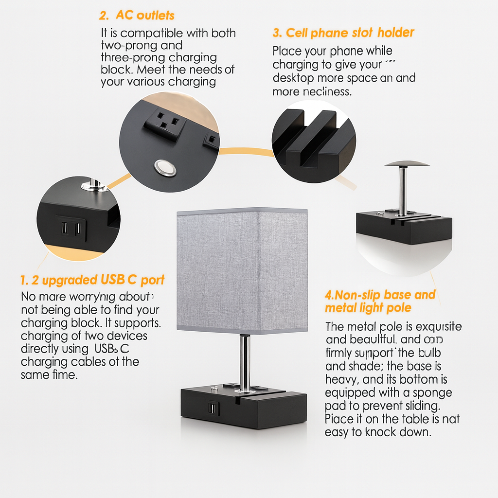 Bedside Lamp With USB