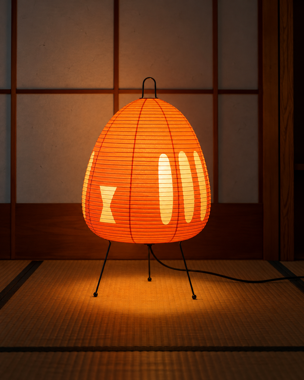 1AV++ Paper Lamp — Japanese-Style Tripod Table Lamp with Rice Paper Shade and 3-Colour Light for Bedside and Living Room
