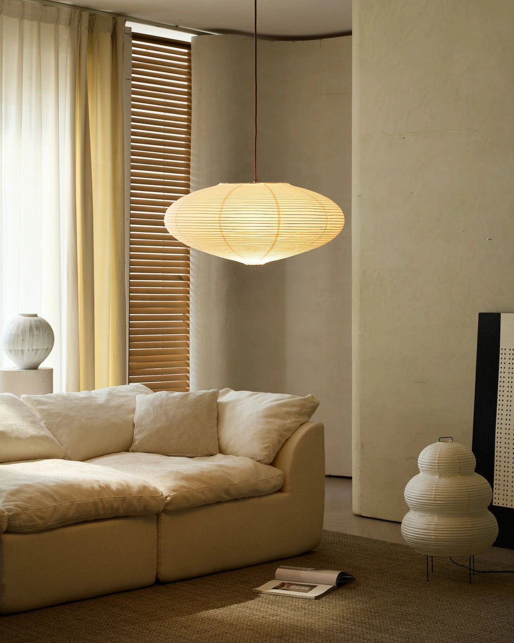 26A Paper Cloud — Japanese Paper Oval Lantern Shade for Ceiling and Pendant Lighting