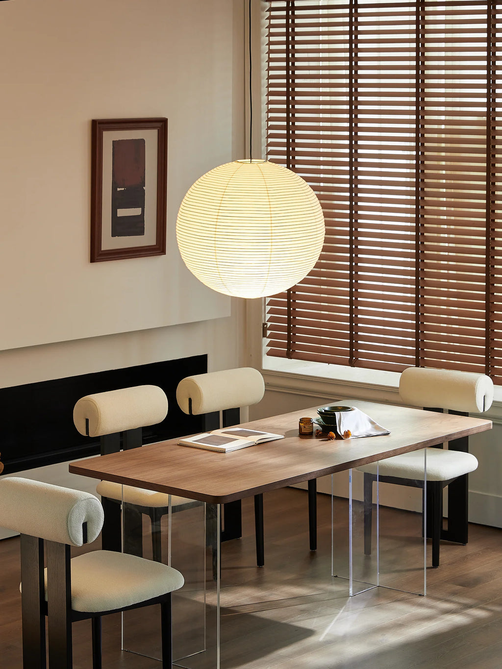 45A Paper Moon — Japanese Rice Paper Pendant Light for Living Rooms, Cafés, and Minimalist Spaces