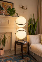 Monument Sphere Lamp — Frosted Opal Globe Chrome Table & Floor Lamp