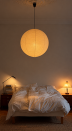 45A Paper Moon — Japanese Rice Paper Pendant Light for Living Rooms, Cafés, and Minimalist Spaces