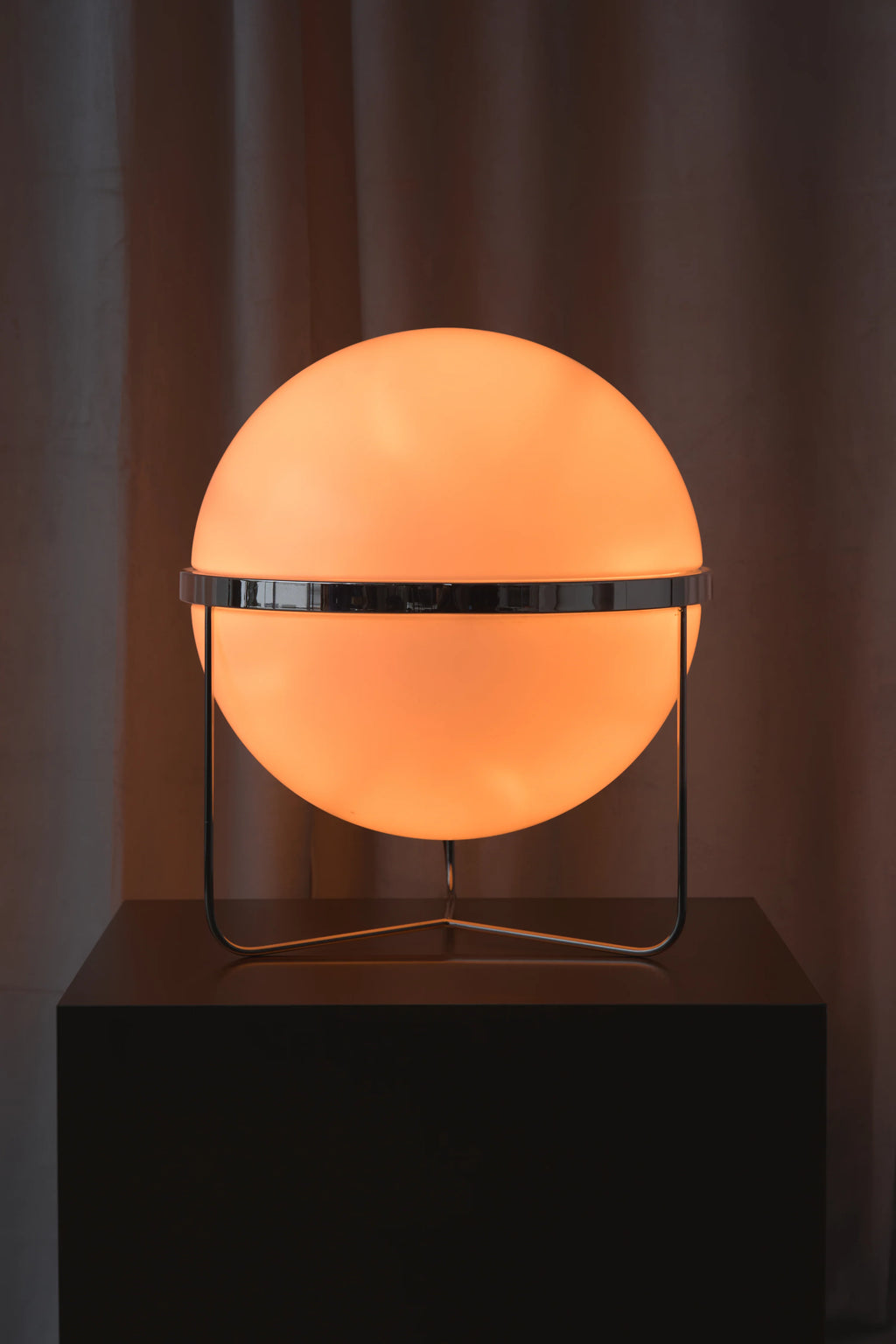 Monument Sphere Lamp — Frosted Opal Globe Chrome Table & Floor Lamp