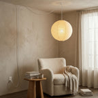 45A Paper Moon — Japanese Rice Paper Pendant Light for Living Rooms, Cafés, and Minimalist Spaces