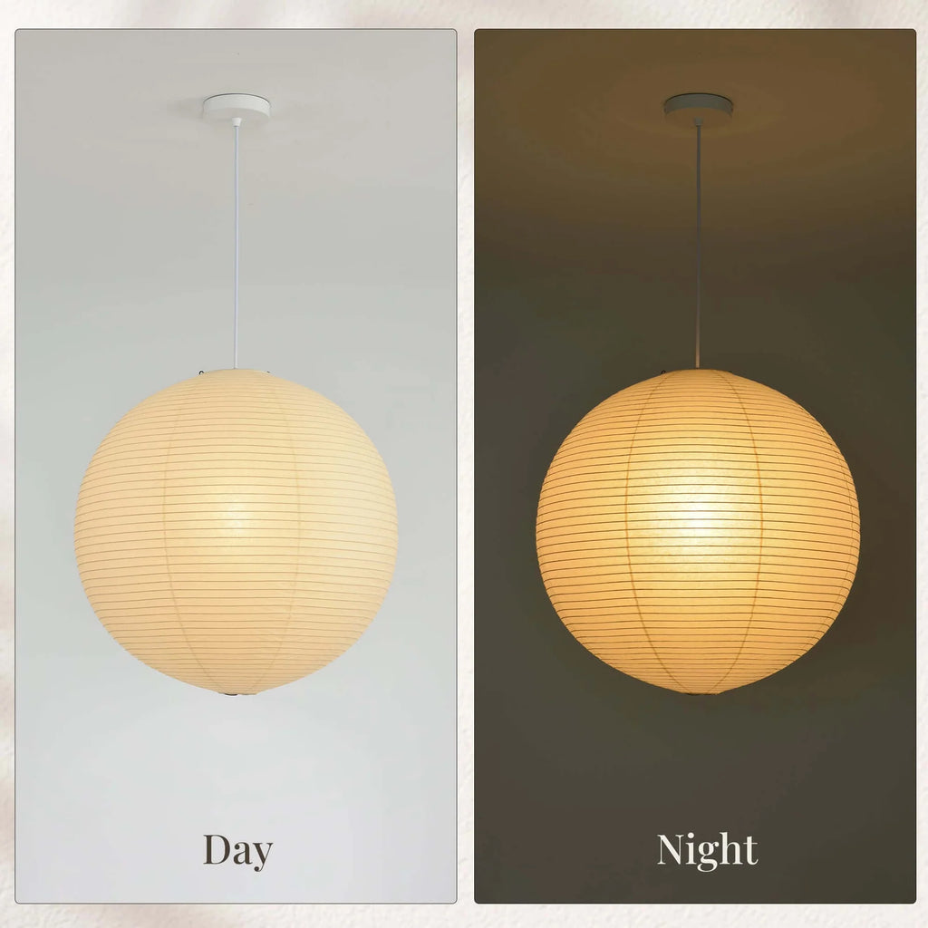 45A Paper Moon — Japanese Rice Paper Pendant Light for Living Rooms, Cafés, and Minimalist Spaces